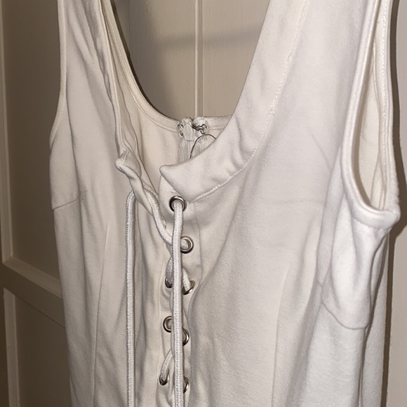 GS Love White Large Over Shoulder Front Draw String Dress - Picture 7 of 8